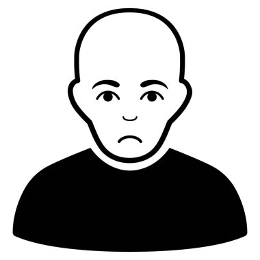 Üzgün kel adam siyah simgesi