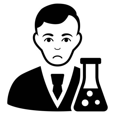 Üzgün kimyasal bilim adamı siyah simgesi