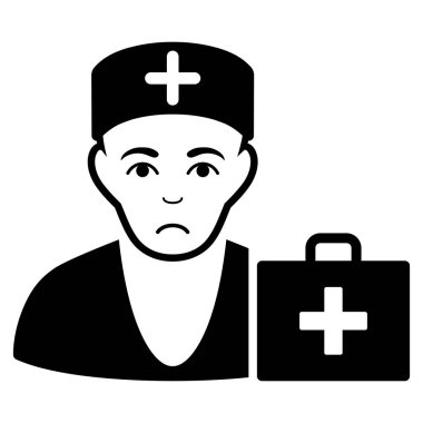 Üzgün İlkyardım doktor siyah simgesi