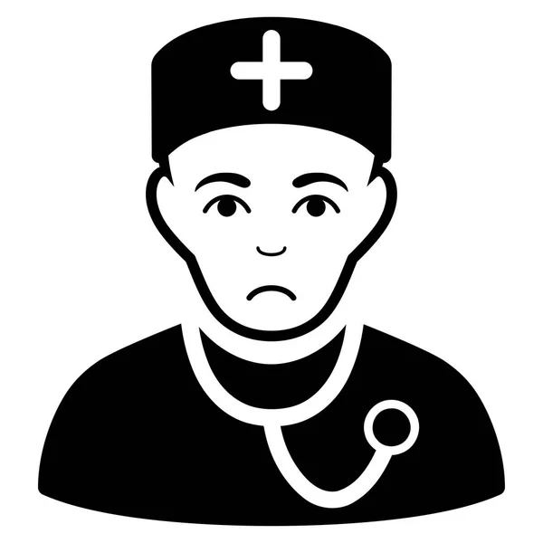 Sad Physician Black Icon — Stock Vector