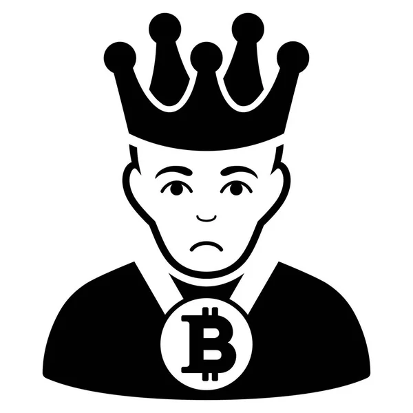 Smutny Bitcoin King czarna ikona — Wektor stockowy