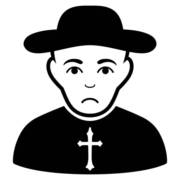 Sad Christian Priest Black Icon — Stock Vector