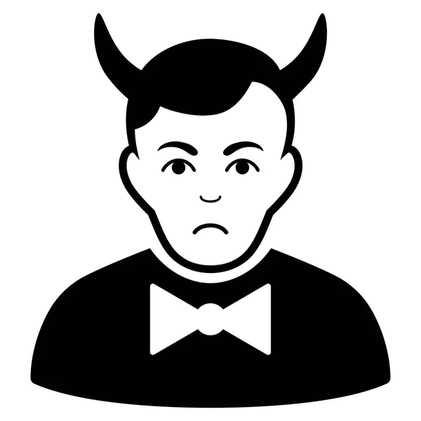 Triste icône noire du diable — Image vectorielle