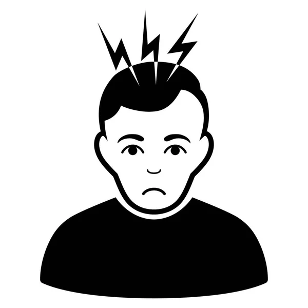 Triste dolor de cabeza Icono Negro — Vector de stock