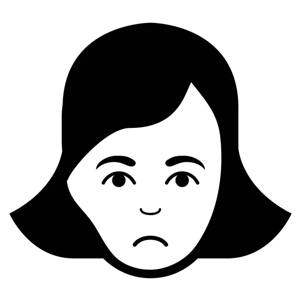 Sorgliga Lady ansikte svart ikon — Stock vektor