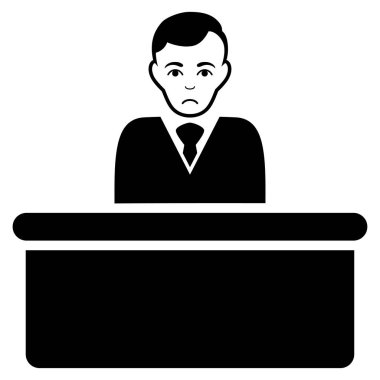 Sad Office Clerk Black Icon clipart