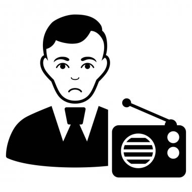 Üzgün radyo Dictor siyah simgesi