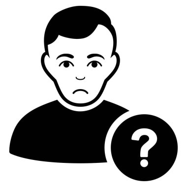 Üzgün kullanıcı soru siyah simgesi