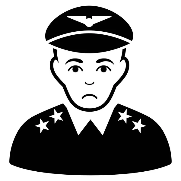 Sad Military Pilot Officer Black Icon — Stock Vector