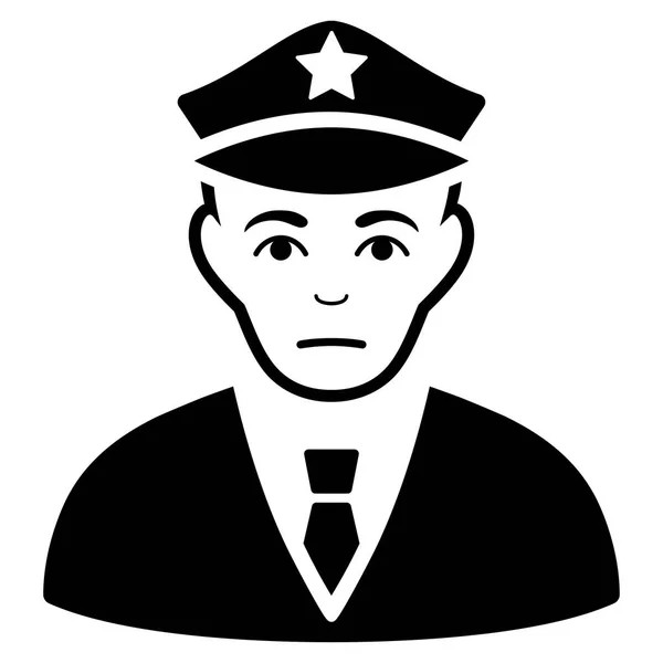 Triste policía negro icono — Vector de stock