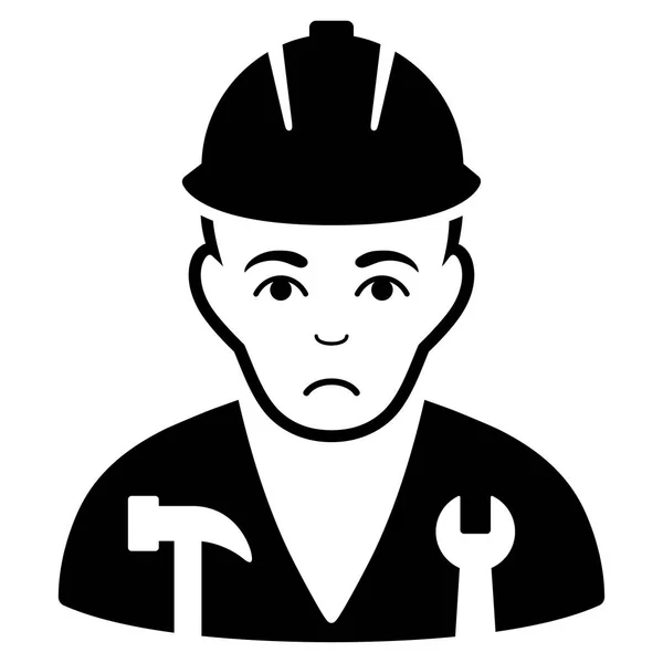 Sad Serviceman Black Icon — Stock Vector