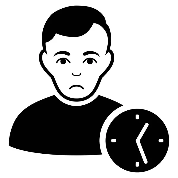 Sorgliga användaren klocka svart ikon — Stock vektor