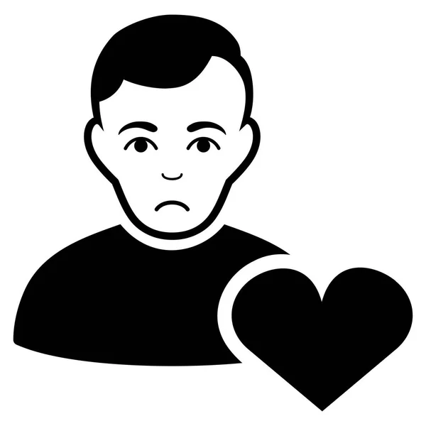 Triest User Favorieten hart zwart pictogram — Stockvector