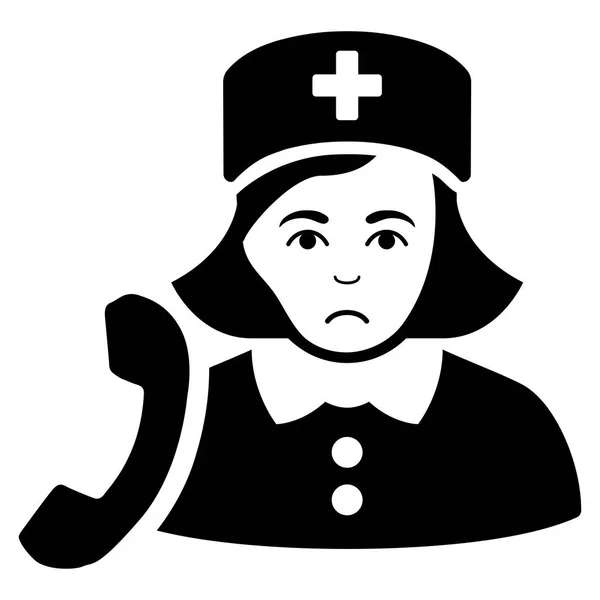 Sad Receptionist Nurse Black Icon — Stock Vector