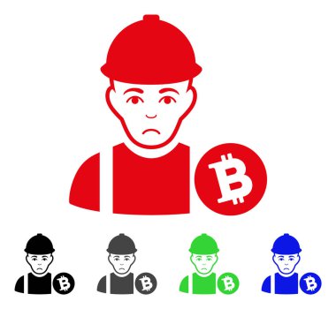 Üzgün Bitcoin madenci vektör simgesi