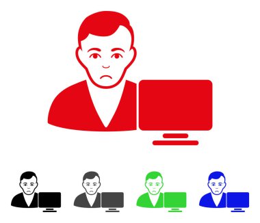 Üzgün bilgisayar kullanıcı vektör simgesi