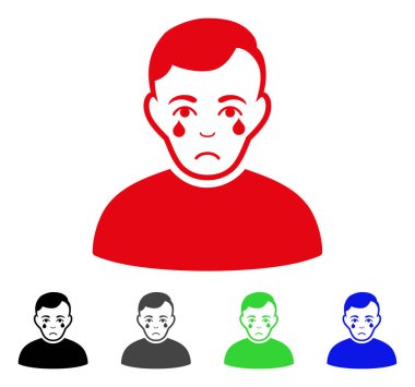 Üzgün ağlayan çocuk vektör simgesi