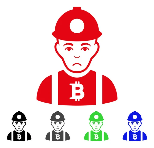 Triste Bitcoin minero Vector icono — Vector de stock