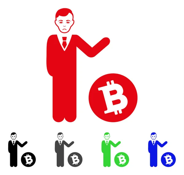 Smutny Bitcoin biznesmen wektor ikona — Wektor stockowy