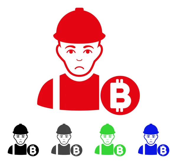 Traurige Bitcoin Miner Vektor Ikone — Stockvektor