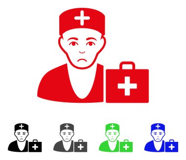 Üzgün ilk yardım doktor vektör simgesi