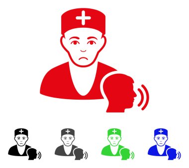 Üzgün psikoterapist doktor ziyaret vektör simgesi