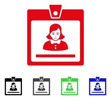 Üzgün kadın rozet vektör simgesi