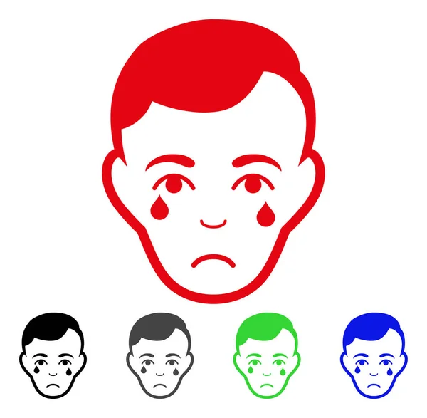 Triste homme pleurant visage vectoriel icône — Image vectorielle