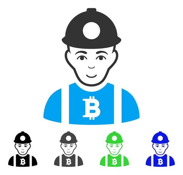 Cieszę się, że Bitcoin Miner wektor ikona — Wektor stockowy