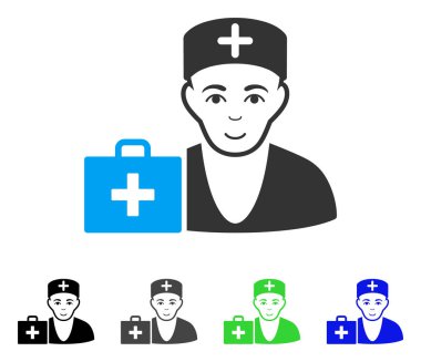 Neşeli ilk yardım doktor vektör simgesi