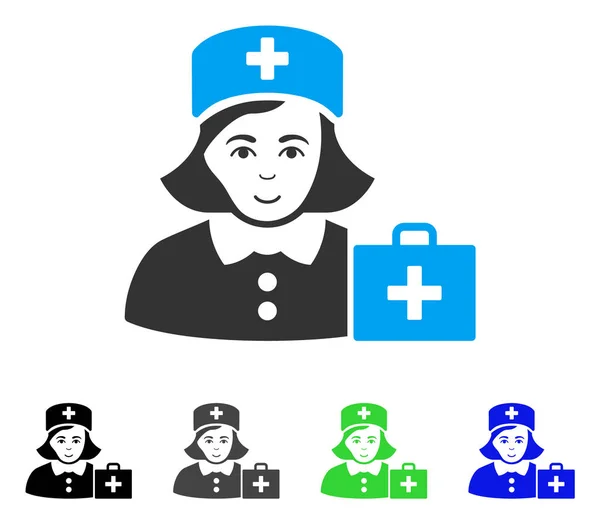 Joyful First-Aid Nurse Vector Icon — Stock Vector