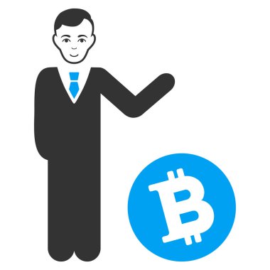 Bitcoin işadamı düz simgesi