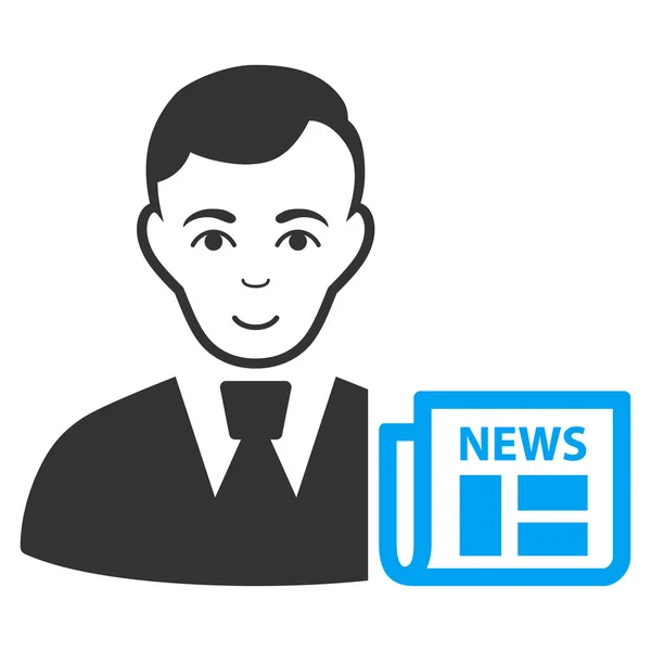 Hombre de negocios Noticias Icono plano — Vector de stock