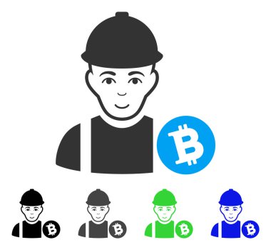 Mutlu Bitcoin madenci vektör simgesi