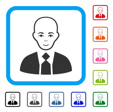 Kel patron gülümseyen simgesi çerçeveli