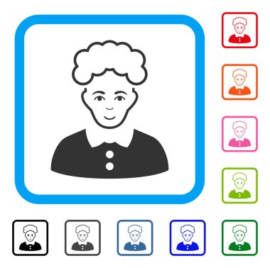 Sarışın kadın gülümseyen simgesi çerçeveli