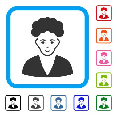 Çerçeveli esmer çocuk memnun simgesi