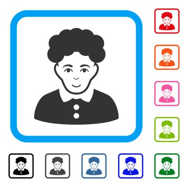 Esmer kadın sevinç simgesi çerçeveli