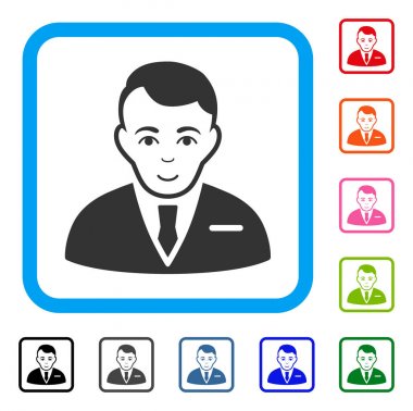 İş adamı mutlu simgesi çerçeveli