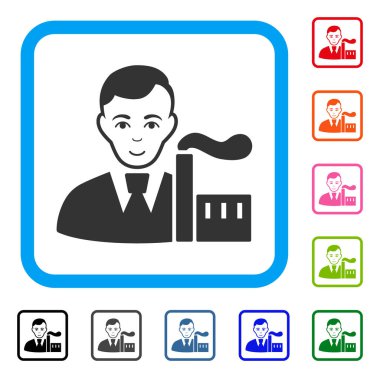 Kapitalist Oligark neşeli simgesi çerçeveli