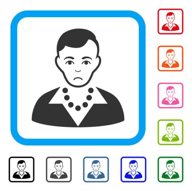 Trendy adam mutsuz simgesi çerçeveli