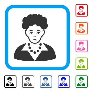 Esmer kadın mutsuz simgesi çerçeveli