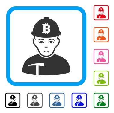 Zavallı simgesi Bitcoin madenci çerçeveli