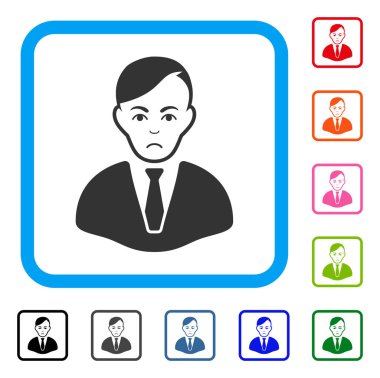 İşadamı hüzünlü simgesinin çerçeveli