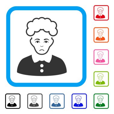 Sarışın kadın üzgün simgesi çerçeveli