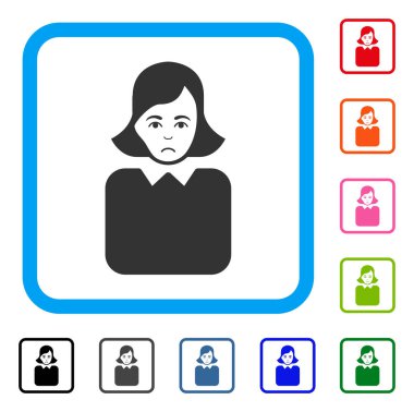 Bürokrat kadın üzgün simgesi çerçeveli