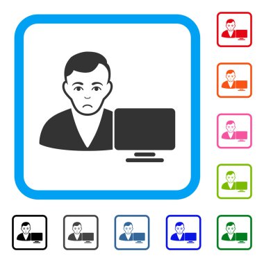 Bilgisayar kullanıcı mutsuz simgesi çerçeveli