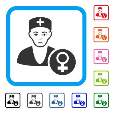 Jinekolog doktor üzgün simgesi çerçeveli