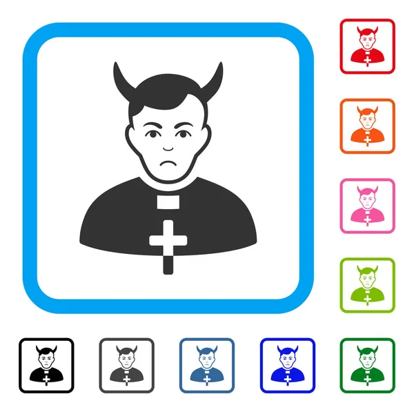 Diabo padre emoldurado ícone triste —  Vetores de Stock