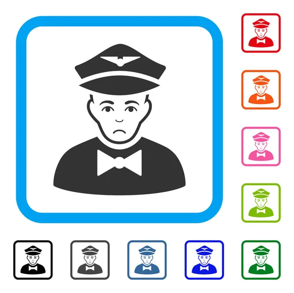 Airline Steward encadré Icône malheureuse — Image vectorielle